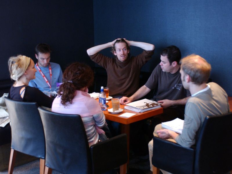 The cast of A Doll&#039;s House in a meeting at the Norwegian National Theatre (Nationaltheatret).