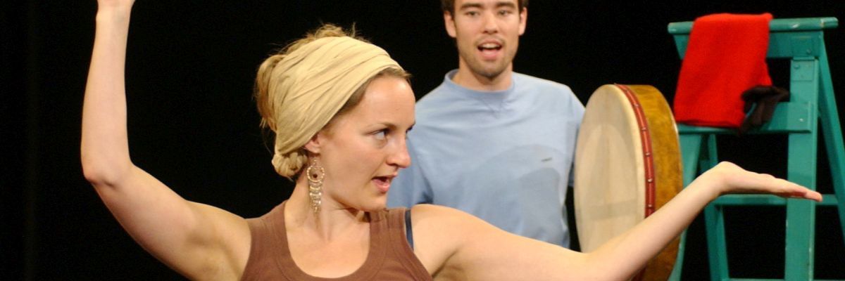 Sanna Stellan (Kristina) and Matthew Rutherford (Krogstad) in rehearsals at the Norwegian National Theatre (Nationaltheatret).