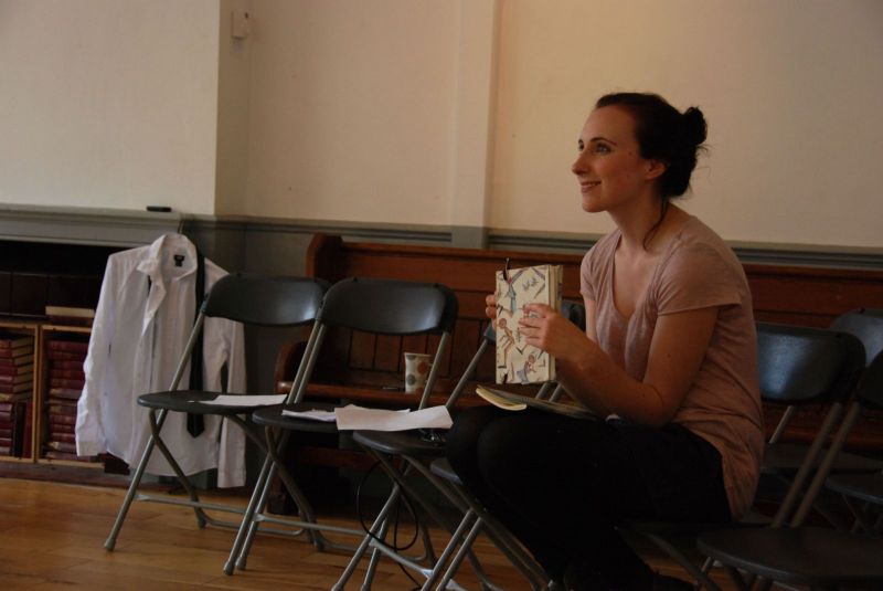 Roseanna Lynch (Debbie) is having a break during rehearsals for Recording Hedda.