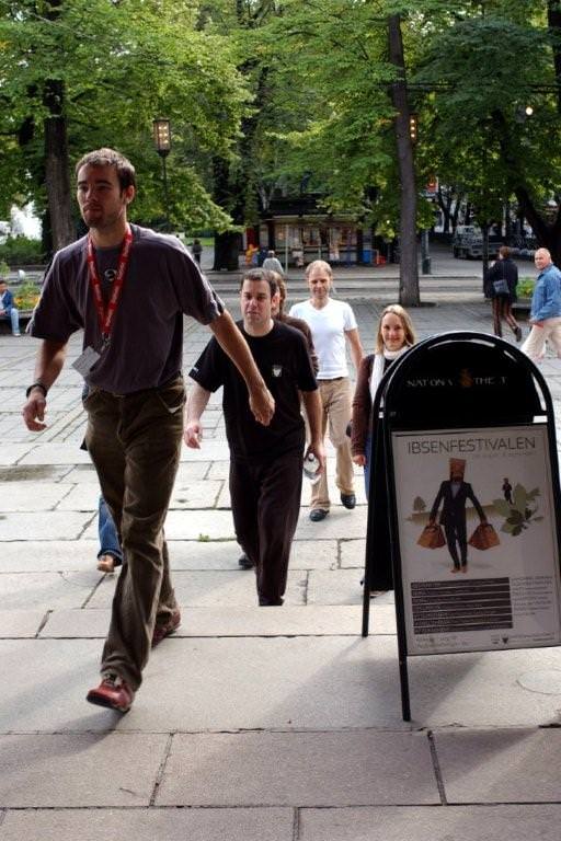 The team of A Doll&#039;s House are entering the Norwegian National Theatre (Nationaltheatret).